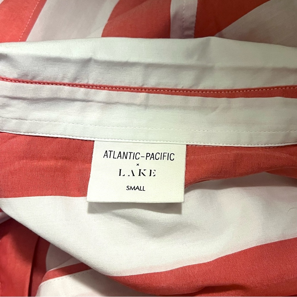 NWOT Atlantic Pacific x Lake Red Azure Striped Caftan Shirt Dress Womens sz S - Picture 4 of 5